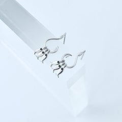 Hook with Small Fish Silver Drop Earrings for Women