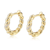 Twist with Zircon Silver Studs Earrings for Women