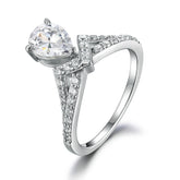 Water Drop Zircon M-shape Silver Ring