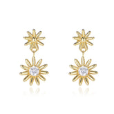Daisy Flower with Zircon Silver Drop Earrings for Women