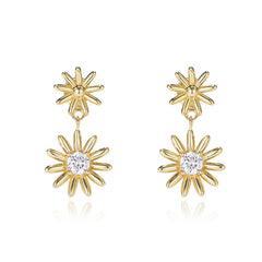 Daisy Flower with Zircon Silver Drop Earrings for Women