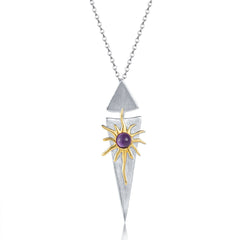 Creative Design Jewelry Inlaid Colourful Gemstone Sun Goddess Pendant Sterling Silver Necklace for Women