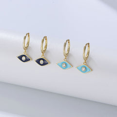 Colourful Devil's Eye with Zircon Silver Drop Earrings for Women