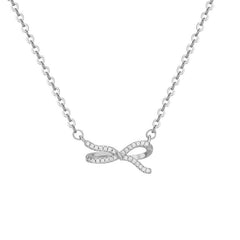 Zircon Curved Bowkont Pendant Silver Necklace for Women