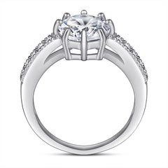 (1.0CT) Round Zircon Eight Prongs Cathedral Silver Ring for Women