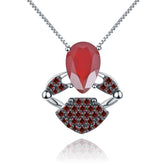 Luxury Design Natural Colourful Gemstone Little Crab Pendant Silver Necklace for Women