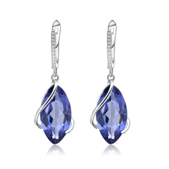 Crystal Marquise Shape Silver Drop Earrings for Women
