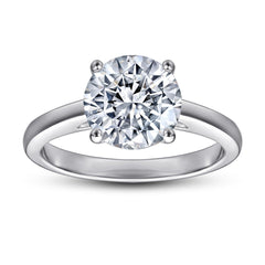 Four Prongs Round Zircon Solitaire Silver Ring for Women