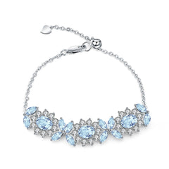 Flower Design Natural Topaz Silver Bracelet