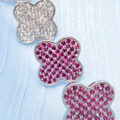 Full Zircon Four-leaf Clover Silver Stud Earrings