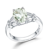 European Vintage Green Amethyst Gem Stone S925 silver Crystal S925 Silver Ring for Women