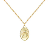 Oval Pendant Silver Necklace for Women