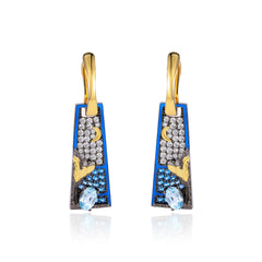 Natural Topaz Trapezoid Sterling Silver Drop Earrings for Women