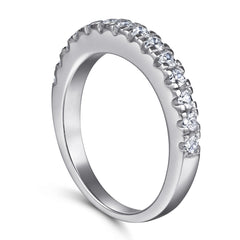 Half Row Heart Shaped Zircon Silver Ring for Women