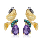 Butterfly S925 Silver Natural Gemstone Amethyst Studs for Women