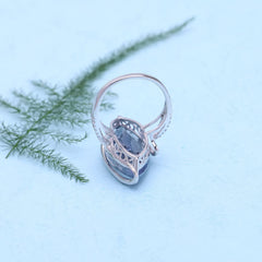 Luxurious High-grade Design Inlaid Crystal Marquise Silver Ring for Women