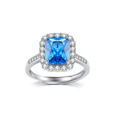 Colourful Radiant Cut Zircon Soleste Halo Silver Ring for Women