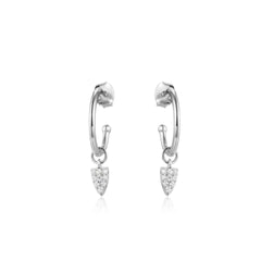 Zircon Bullet Head Silver Hoop Earrings for Women