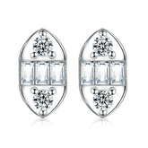Rectangle Zircon Marquise Shape Silver Studs Earrings for Women