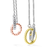 Double Bicolor Wheat Leaf Circle Clasp Silver Necklace for Women