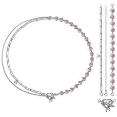Melting Heart Pendant Zircon Tassel Splicing Silver Necklace