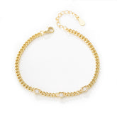 Three Heart-shaped Zircon Silver Bracelet for Women