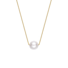 Solitaire Natural Freshwater Pearl Silver Necklace
