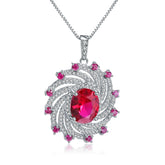European Style Inlaid Colourful Gemstones Pendant Silver Necklace for Women
