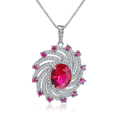 European Style Inlaid Colourful Gemstones Pendant Silver Necklace for Women