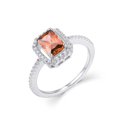 5*7mm Radiant Cut Colourful Zircon Soleste Halo Silver Ring for Women