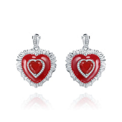 Colourful Natural Gemstone Love Design Silver Studs Earrings for Women