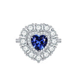 Luxury Halo Heart Shape Lab Created Sapphires Ring