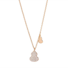 Full Zircon Gourd Pendant Silver Necklace for Women
