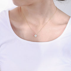 Soleste Halo Round Cut Zircon Pendant Sterling Silver Collarbone Necklac for Women