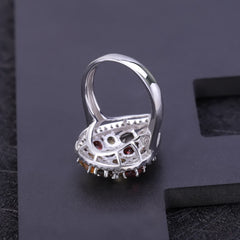 Colourful Mardi Gras Gemstone Luxury Pear Drop Sterling Silver Ring for Women