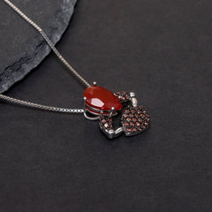Luxury Design Natural Colourful Gemstone Little Crab Pendant Silver Necklace for Women