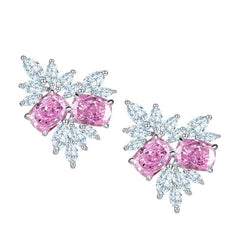 Cushion Cut Pink Zircon Stud Earrings