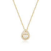 Creative Water Droplet Zircon Soleste Halo Pendant Sterling Silver Necklace for Women
