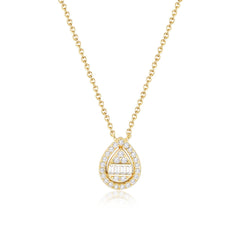 Creative Water Droplet Zircon Soleste Halo Pendant Sterling Silver Necklace for Women
