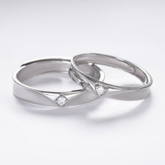 V-shape Pattern with Round Zircon Silver Couple Ring