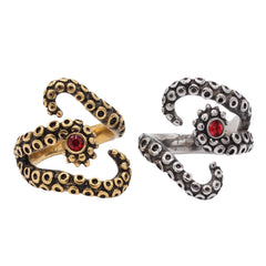 Retro Octopus Men's Titanium Steel Ring with Zircon