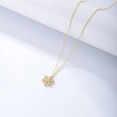 Snowflake with Zircon Sterling Silver Clavicle Necklace for Women