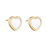 Heart Shape Mother of Pearl Silver Stud Earrings