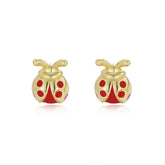 Enamel Seven-star Ladybug Silver Studs Earrings for Women