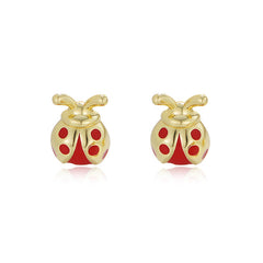 Enamel Seven-star Ladybug Silver Studs Earrings for Women