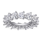 Full Circle Three Prongs Heart-shaped Zircon Silver Ring for Women