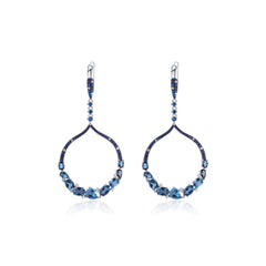 Exaggerated and Advanced Design Inlaid Colorful Gemstone Circle Sterling Silver Drop Earrings for Women