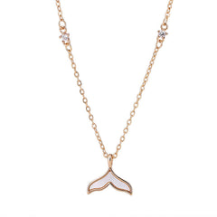 Mother of Pearl Mermaid Tail Pendant Silver Necklace for Women