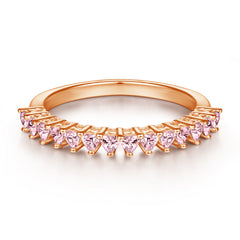 Half Row Heart-shaped Zircon Silver Ring for Women