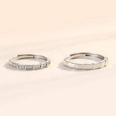 Snakebone Design with Zircon Silver Couple Ring for Women